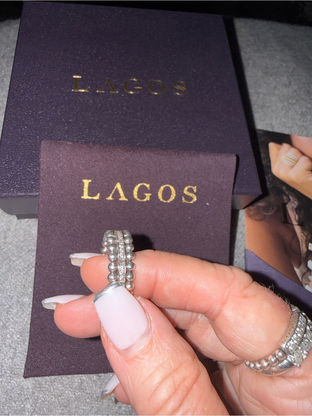 LAGOS Silver Caviar Beaded Diamond Ring
